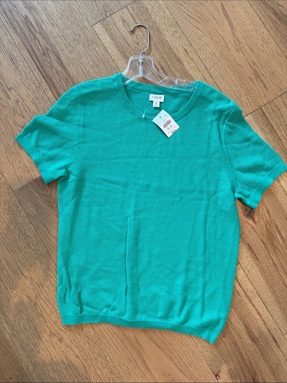 NWT J. Crew Short Sleeve Knit Top in Teal Green